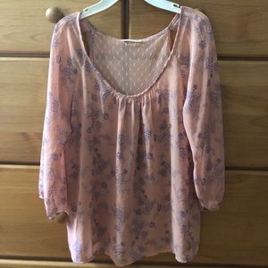 Pink and purple flower blouse